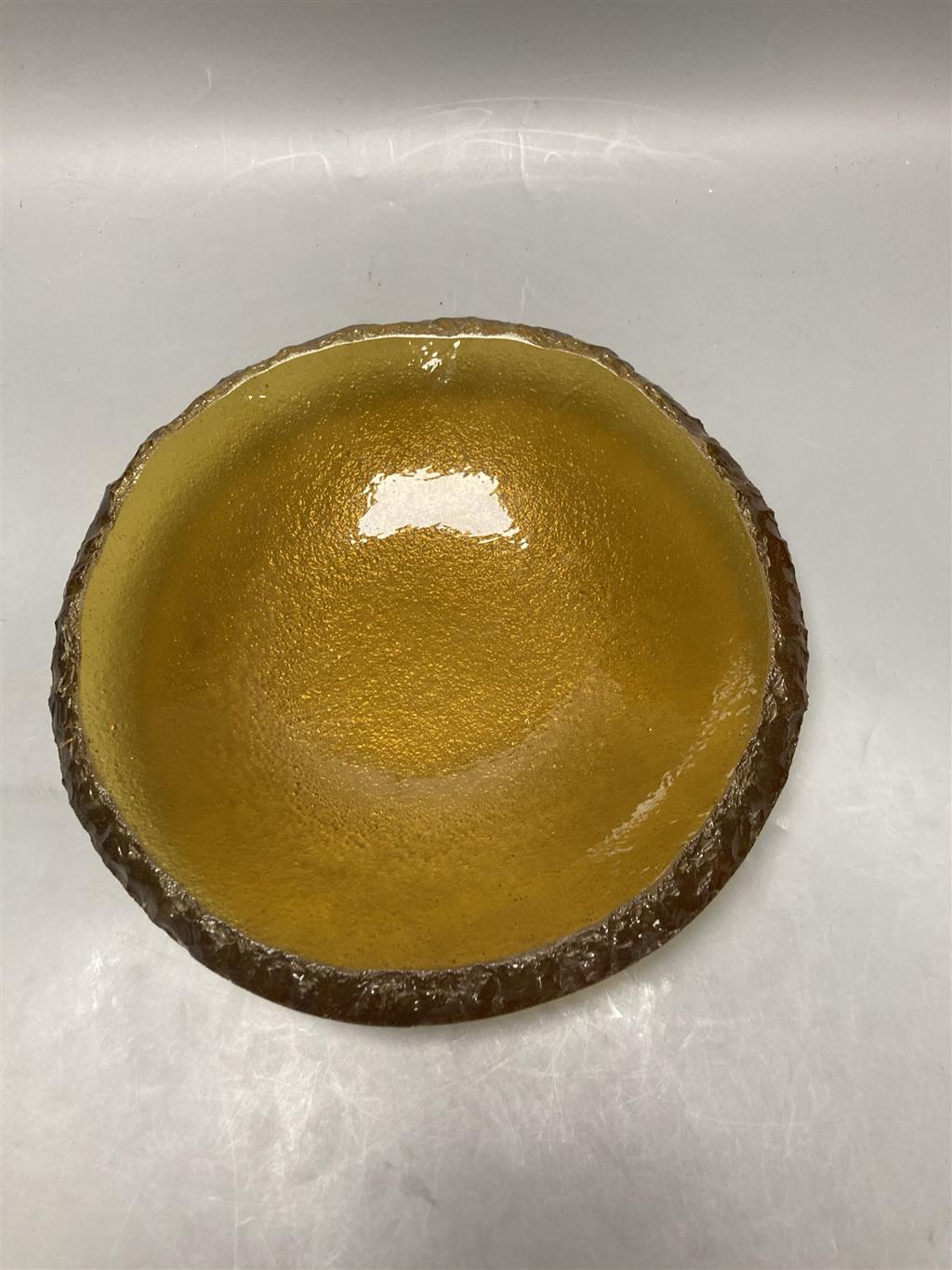 An amber Art Glass bowl, 29cm